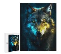Rompecabezas 500 PCS para Adultos Black Wolf in Neon Light Rompecabezas para Adultos Juguete Decoración De Pared Mejora La Memoria Regalo De Cumpleaños, Regalos, 500 PCS