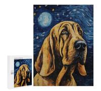 Rompecabezas 500 PCS para Adultos Bloodhound Starry Night Rompecabezas para Adultos Juegos Divertidos Vacaciones En Casa Matar El Tiempo para Cumpleaños, Navidad 500 PCS