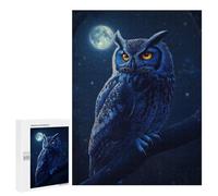 Rompecabezas 500 PCS para Adultos Blue Owl Perched at Night Rompecabezas para Adultos Juguete Decoración De Pared Decoración del Hogar para Cumpleaños, Navidad 500 PCS