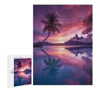 Rompecabezas 500 PCS para Adultos Bora Bora Sunset Rompecabezas para Adultos Juego De Ingenio Regalo De Cumpleaños Ayuda A Ejercitar El Cerebro 500 PCS