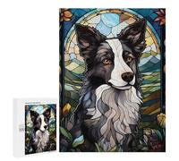 Rompecabezas 500 PCS para Adultos Border Collie Dog Stained Rompecabezas para Adultos Juego De Ingenio Regalo De Cumpleaños Ayuda A Ejercitar El Cerebro 500 PCS