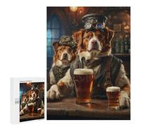 Rompecabezas 500 PCS para Adultos Brittany Spaniel Beer Dog Rompecabezas para Adultos Juegos Divertidos Vacaciones En Casa Matar El Tiempo para Cumpleaños, Navidad 500 PCS