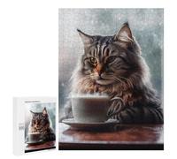 Rompecabezas 500 PCS para Adultos Caffeine Cat 2 Rompecabezas para Adultos Juegos Divertidos Vacaciones En Casa Matar El Tiempo para Cumpleaños, Navidad 500 PCS