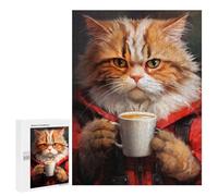 Rompecabezas 500 PCS para Adultos Caffeine Cat 7 Rompecabezas para Adultos Juegos Divertidos Vacaciones En Casa Matar El Tiempo para Cumpleaños, Navidad 500 PCS