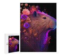 Rompecabezas 500 PCS para Adultos Capybara Colorful Flower Rompecabezas para Adultos Juego De Ingenio Regalo De Cumpleaños Ayuda A Ejercitar El Cerebro 500 PCS