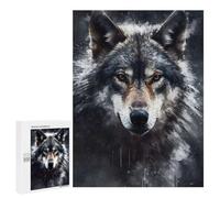 Rompecabezas 500 PCS para Adultos Charcoal Wolf Portrait Rompecabezas para Adultos Juegos Divertidos Vacaciones En Casa Matar El Tiempo para Cumpleaños, Navidad 500 PCS