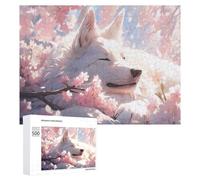 Rompecabezas 500 PCS para Adultos Cherry Blossom Dreams Serene Wolf Rompecabezas para Adultos Juegos Relajantes Decoración Perfecta como Regalo para Toda La Familia 500 PCS