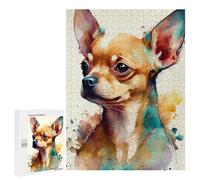 Rompecabezas 500 PCS para Adultos Chihuahua Watercolor Anima Rompecabezas para Adultos Juguete Decoración De Pared Decoración Perfecta Regalos para Reducir El Estrés 500 PCS