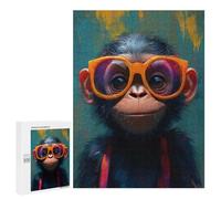 Rompecabezas 500 PCS para Adultos Chimp with Sunglasses Rompecabezas para Adultos Juegos Relajantes Corte De Precisión Oferta como Regalo para Toda La Familia 500 PCS