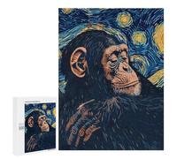 Rompecabezas 500 PCS para Adultos Chimpanzee in Starry Night Style Rompecabezas para Adultos Juguetes De Bricolaje Pero Divertidos Y Humorísticos para Cumpleaños, Navidad 500 PCS