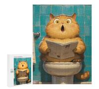 Rompecabezas 500 PCS para Adultos Chubby Cat Toilet Funny Rompecabezas para Adultos Juguetes De Bricolaje Pero Divertidos Y Humorísticos para Cumpleaños, Navidad 500 PCS