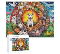 Rompecabezas 500 PCS para Adultos Circle of Animals Zodiac Signs Rompecabezas para Adultos Juegos Relajantes Decoración Perfecta como Regalo para Toda La Familia 500 PCS