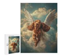 Rompecabezas 500 PCS para Adultos Cocker Spaniel with Angel Wings Heavenly Dog Tribute Rompecabezas para Adultos Juegos Relajantes Corte De Precisión Oferta como Regalo para Toda La Familia 500 PCS