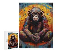 Rompecabezas 500 PCS para Adultos Colorful Chimpanzee Portrait -4 Rompecabezas para Adultos Juegos Relajantes Decoración Perfecta como Regalo para Toda La Familia 500 PCS