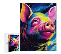 Rompecabezas 500 PCS para Adultos Colorful Pig Art Print-1 Rompecabezas Juego De Ingenio Difícil Oferta como Regalo para Toda La Familia 500 PCS
