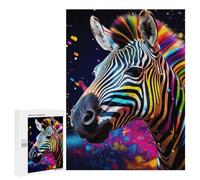 Rompecabezas 500 PCS para Adultos Colorful Zebra Artwork-1 Rompecabezas De Juguete para Decoración De Pared, Divertido Y Humorístico, Cumpleaños 500 PCS