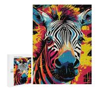 Rompecabezas 500 PCS para Adultos Colorful Zebra Artwork -1 Rompecabezas De Juguete para Decoración De Pared, Divertido Y Humorístico, Cumpleaños 500 PCS