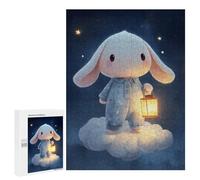 Rompecabezas 500 PCS para Adultos Cute Bunny on Cloud with Lantern Rompecabezas para Adultos Juguete Decoración De Pared Mejora La Memoria Regalo De Cumpleaños, Regalos, 500 PCS