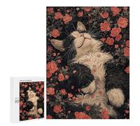 Rompecabezas 500 PCS para Adultos Cute Cat Rolling Sakura Rompecabezas para Adultos Juguetes De Bricolaje Pero Divertidos Y Humorísticos para Cumpleaños, Navidad 500 PCS