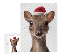 Rompecabezas 500 PCS para Adultos Cute Chevrotain with Santa Hat Rompecabezas para Adultos Juguetes De Bricolaje Pero Divertidos Y Humorísticos para Cumpleaños, Navidad 500 PCS