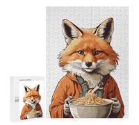 Rompecabezas 500 PCS para Adultos Cute Fox Ramen Japan Rompecabezas para Adultos Juegos De Relajación Decoración Cumpleaños 500 PCS
