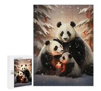 Rompecabezas 500 PCS para Adultos Cute Panda Family Xmas Rompecabezas para Adultos Juegos Divertidos Vacaciones En Casa Matar El Tiempo para Cumpleaños, Navidad 500 PCS