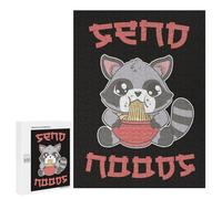 Rompecabezas 500 PCS para Adultos Cute Raccoon Eating Ramen Rompecabezas para Adultos Juego De Ingenio Regalo De Cumpleaños Ayuda A Ejercitar El Cerebro 500 PCS