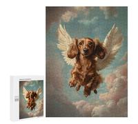 Rompecabezas 500 PCS para Adultos Dachshund Angel Dog Loss Tribute Print Dachshund with Wings Rompecabezas para Adultos Juegos Relajantes Corte De Precisión Oferta como Regalo para Toda La Familia 5