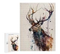 Rompecabezas 500 PCS para Adultos Deer Watercolor Rompecabezas para Adultos Juegos Relajantes Corte De Precisión Oferta como Regalo para Toda La Familia 500 PCS