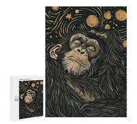 Rompecabezas 500 PCS para Adultos Dreamy Chimpanzee in Starry Night Rompecabezas para Adultos Juguete Decoración De Pared Decoración Perfecta Regalos para Reducir El Estrés 500 PCS