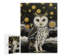 Rompecabezas 500 PCS para Adultos Elegant Owl in Starry Night Painting Rompecabezas para Adultos Juguete Decoración De Pared Decoración del Hogar para Cumpleaños, Navidad 500 PCS