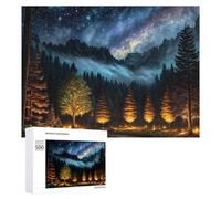 Rompecabezas 500 PCS para Adultos Enchanted Forest Under A Starry Sky Rompecabezas para Adultos Juegos Relajantes Decoración Perfecta como Regalo para Toda La Familia 500 PCS