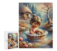 Rompecabezas 500 PCS para Adultos Enchanted Garden Bath Time Rompecabezas Juguetes Antiestrés para La Diversión Familiar Oferta como Regalos para Toda La Familia 500 PCS