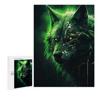 Rompecabezas 500 PCS para Adultos Evil Black Wolf in Green Rompecabezas Juego Familiar Difícil Oferta Difícil como Regalo para Toda La Familia 500 PCS