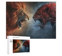 Rompecabezas 500 PCS para Adultos Fantasy Lion Vs. Demon Battle Rompecabezas para Adultos Juegos Relajantes Decoración Perfecta como Regalo para Toda La Familia 500 PCS