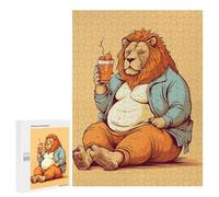 Rompecabezas 500 PCS para Adultos Fat Lion Animal Art Rompecabezas para Adultos Juegos De Relajación Decoración Cumpleaños 500 PCS