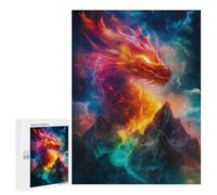 Rompecabezas 500 PCS para Adultos Fiery Dragon Over Mountains Rompecabezas para Adultos Juguete Decoración De Pared Decoración Perfecta Regalos para Reducir El Estrés 500 PCS
