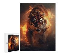 Rompecabezas 500 PCS para Adultos Fiery Tiger Fire Flames Rompecabezas para Adultos Juego De Ingenio Regalo De Cumpleaños Ayuda A Ejercitar El Cerebro 500 PCS