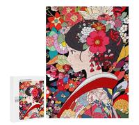 Rompecabezas 500 PCS para Adultos Flowers Kimono Girl Art Rompecabezas para Adultos Juguete Decoración De Pared Decoración Perfecta Regalos para Reducir El Estrés 500 PCS
