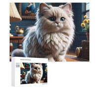 Rompecabezas 500 PCS para Adultos Fluffy Persian Cat Decor Rompecabezas para Adultos Juegos Relajantes Decoración Perfecta como Regalo para Toda La Familia 500 PCS
