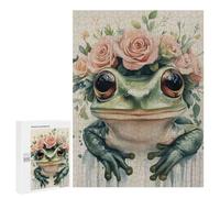 Rompecabezas 500 PCS para Adultos Frog with Flower Crown Rompecabezas para Adultos Juguetes De Bricolaje Pero Divertidos Y Humorísticos para Cumpleaños, Navidad 500 PCS