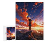 Rompecabezas 500 PCS para Adultos Girl on Mountaintop Sunset Rompecabezas para Adultos Juegos Relajantes Corte De Precisión Oferta como Regalo para Toda La Familia 500 PCS
