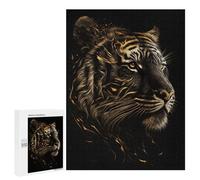 Rompecabezas 500 PCS para Adultos Gold Black Tiger Experessi Rompecabezas para Adultos Juguete Decoración De Pared Decoración Perfecta Regalos para Reducir El Estrés 500 PCS
