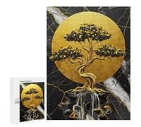 Rompecabezas 500 PCS para Adultos Golden Bonsai Tree with Waterfall Rompecabezas Juego Familiar Difícil Oferta Difícil como Regalo para Toda La Familia 500 PCS