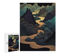 Rompecabezas 500 PCS para Adultos Golden River Through Mountains Rompecabezas para Adolescentes Juguete Decoración De Pared Decoración Desafiante De Completar 500 PCS