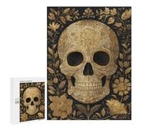 Rompecabezas 500 PCS para Adultos Golden Skull Artwork-1 Rompecabezas para Adultos Actividades Familiares Desafiantes para Completar Juguetes Educativos De Aprendizaje 500 PCS