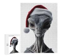 Rompecabezas 500 PCS para Adultos Grey Alien Christmas Portrait Rompecabezas para Adultos Juegos Divertidos Vacaciones En Casa Matar El Tiempo para Cumpleaños, Navidad 500 PCS