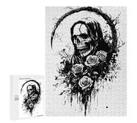 Rompecabezas 500 PCS para Adultos Grim Reaper with Roses Black and White Rompecabezas para Adultos Juguete Decoración De Pared Mejora La Memoria Regalo De Cumpleaños, Regalos, 500 PCS