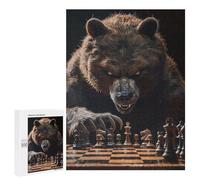Rompecabezas 500 PCS para Adultos Grizzly Bear Chess Rompecabezas para Adultos Juguete Decoración De Pared Análisis Y Lógica Desafiante De Completar 500 PCS