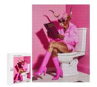 Rompecabezas 500 PCS para Adultos Highland Cow in Bathroom Rompecabezas para Adultos Juego De Ingenio Regalo De Cumpleaños Ayuda A Ejercitar El Cerebro 500 PCS